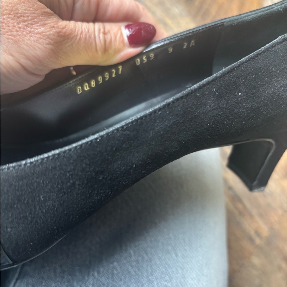 Vintage Salvatore Ferragamo Black Suede & Patent leather Heels Size 9 - Picture 5 of 6